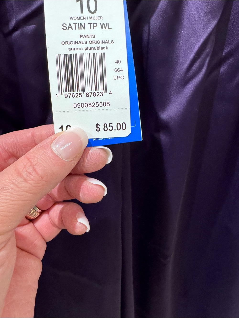 adidas Originals Adicolor Satin Wide Leg Track Pants in Purple - Picture 7 of 7